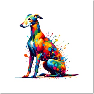 Colorful Abstract Art Greyhound in Splash Paint Style Posters and Art